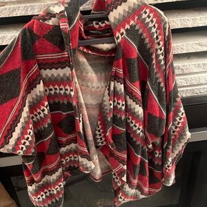 Mags and Pye Native American blanket style print coat with hood